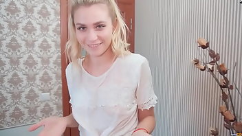 Bathroom Cum Blonde Handjob Cute 